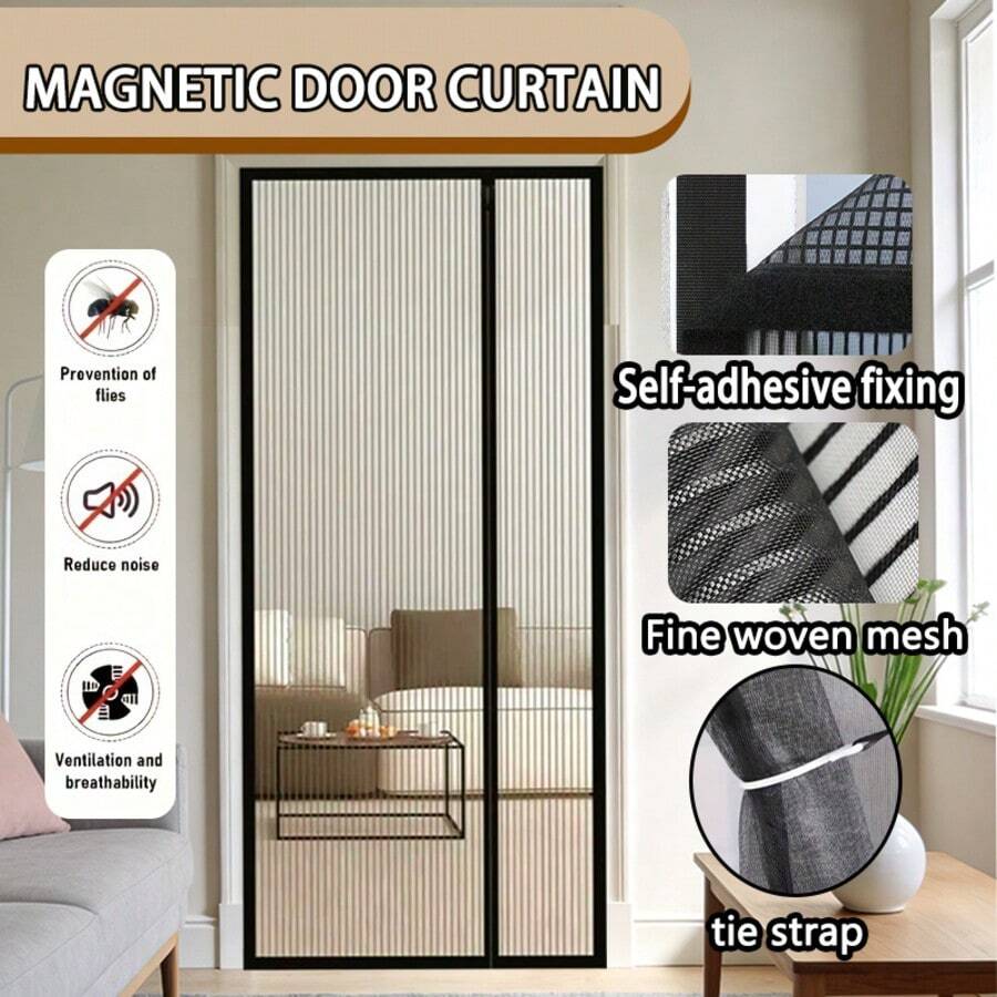 Summer Magnetic Hands-Free Anti-Mosquito Door Curtain, Auto Magnetic Closure, Wear-Resistant & Washable, Fine Mesh Anti-Insect - Side Opening - View 1
