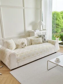 1 chiếc vỏ gối sofa bằng vải chenille dệt jacquard họa tiết hình học, chất liệu mềm mại, phong cách tối giản hiện đại, phù hợp cho mọi mùa, dùng làm vỏ bọc sofa, chống trượt, chống bụi, chống nhăn, chống mài mòn, chống trầy xước do mèo cào, phù hợp với sofa 1-4 chỗ và sofa hình chữ L. - Màu vàng - Xem 2