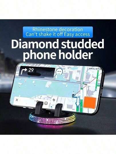 Giá đỡ điện thoại xoay 360° lấp lánh kim cương dành cho xe hơi! Năm màu sắc làm mới vẻ đẹp thẩm mỹ của bảng điều khiển trung tâm.