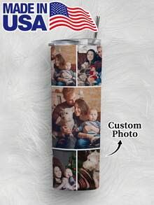 1pc 20oz/600ml Custom Photo Stainless Steel Tumbler, Personalized 1-12 Images Vacuum Insulated Travel Cup With Straw & Brush, Leakproof, 12H Hot/24H Cold, Reusable Hot Cold Drink Mug, Gift For Family Friends Couples, Ideal For Office Gym Outdoor - Multicolor - View 9