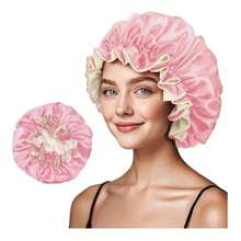 1 chiếc mũ tắm bằng satin chống thấm nước, mũ tắm hai lớp có viền ren, mũ kiểu Bohemian, phù hợp cho mọi mùa. - Nhiều màu - Xem 7