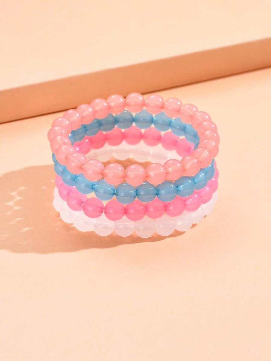 Set de 4 piezas de pulseras bohemias con cuentas de degradado acrílico para mujeres