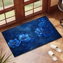 1pc Blue Floral Print Absorbent Mat/Drying Mat For Coffee Maker, Dishes - Polyester Absorbent Desktop Protective Mat With Rubber Anti-Slip Pad, For Kitchen Counter Decor, Home Bar And Dining Table - Multicolor - View 6