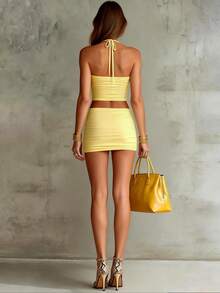 Women Two-Piece Outfits - Yellow - View 2