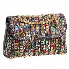 Sac de soirée orné de pierres précieuses, sac de soirée orné de diamants, sac de soirée pour femmes, sac à main de style européen et américain. - sac à strass colorés - Voir 4