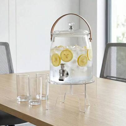 1pc Home Use Cold Water Pitcher, No Stand, Faucet Fruit Juice Beverage Dispenser, Lemon Water Tea Barrel, Chilled Water Jug, Leak-Proof Carry Pitcher