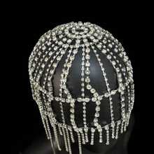 1pc Luxury Bridal Headpiece, Rhinestone Tassel Hair Accessory For Wedding, Banquet, Long Hair - Golden - View 6