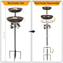 GROWSUN 1Pc Iron Bird Bath & Feeder 2-In-1, Vintage Outdoor Rust-Proof 5-Claw Stable Ground Stake, Garden Decor, Bird Drinking & Bathing Stand, Easy Clean, All-Season Outdoor & Holiday Decoration. - A - 查看 3