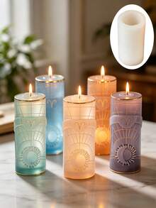 3D Aries Zodiac Sign Cylinder Candle Silicone Mold Sun Moon Relief DIY Craft Mold Home Decor - Aries - View 3
