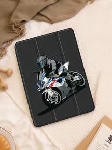 1pc Motorcycle Riding Illustration Design Tablet Protective Case, Compatible With IPad 10.2 Inch 2021/2020 10th/9th/8th Generation, (A16) 11 Inch 11th Generation 2025, Compatible With Samsung Galaxy Tab A8 10.5 Inch 2022, Tablet Protective Case With Built-In Pen Slot, Supporting Auto Sleep/Wake Cover - Multicolor - View 3