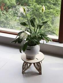 叶子造型木质植物架，坚固耐用的花盆架，室内家居装饰置物架，多功能展示架，适用于房间、阳台、办公室，送给植物爱好者的精美礼物 - A - 查看 3