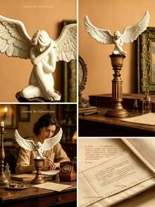 1pc Creative White Handmade Resin Redemption Angel Statue, Suitable For Living Room/Bedroom/Office, Excellent For Consolation/Memorial/Gift, Elegant Modern Art Decor For Garden Home - one-size - View 5