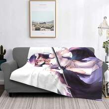 Anime Overlord Albedo Blanket Unisex Blankets Soft Plush Fleece Throw Blankets For Couch Sofa Bedding Living Room - Black - View 9