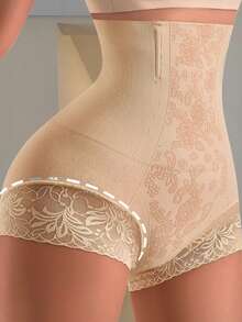 Thin Tummy Control Pants, Pink Liquid Invisible Shaping Bodysuit, High Waist Seamless Slimming Shorts For Women - Apricot - View 1
