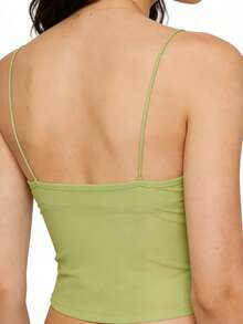 Women Beaded Sequinned Camisole Slim Fit V Neck Spaghetti Strap Going Out Tops Stylish Summer Streetwear - Xanh lá nhạt - Xem 4