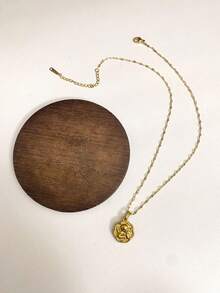 1pc Stainless Steel Waterproof Non-Fading Vintage Gold Unique Angel Wing Pendant Necklace, Suitable For Women's Daily Wear - Gold - View 3