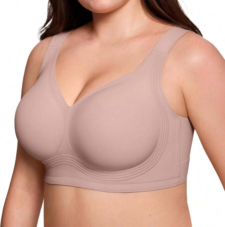 Jelly Bras For Women No Underwire Wireless Support Lift Full Coverage Plus Size Comfort Seamless Bra - Dusty Rose - View 1