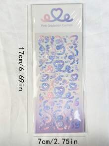 1pc Random Korean INS Holographic Shiny Ribbon Sticker, Ombre Heart Ribbon Sticker, Cute Decoration For DIY Cards, Photos Stickers Scrapbook Supplies Scrapbooking - Random one - View 9