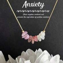 1 Piece Menopause Artificial Crystal Necklace Spodumene, Strawberry Quartz, Moonstone Jewelry Hormone Balance Gift - Multicolor - View 3