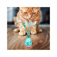 Egg-Shaped Toy With Feathers For Cat - Multicolor - View 8