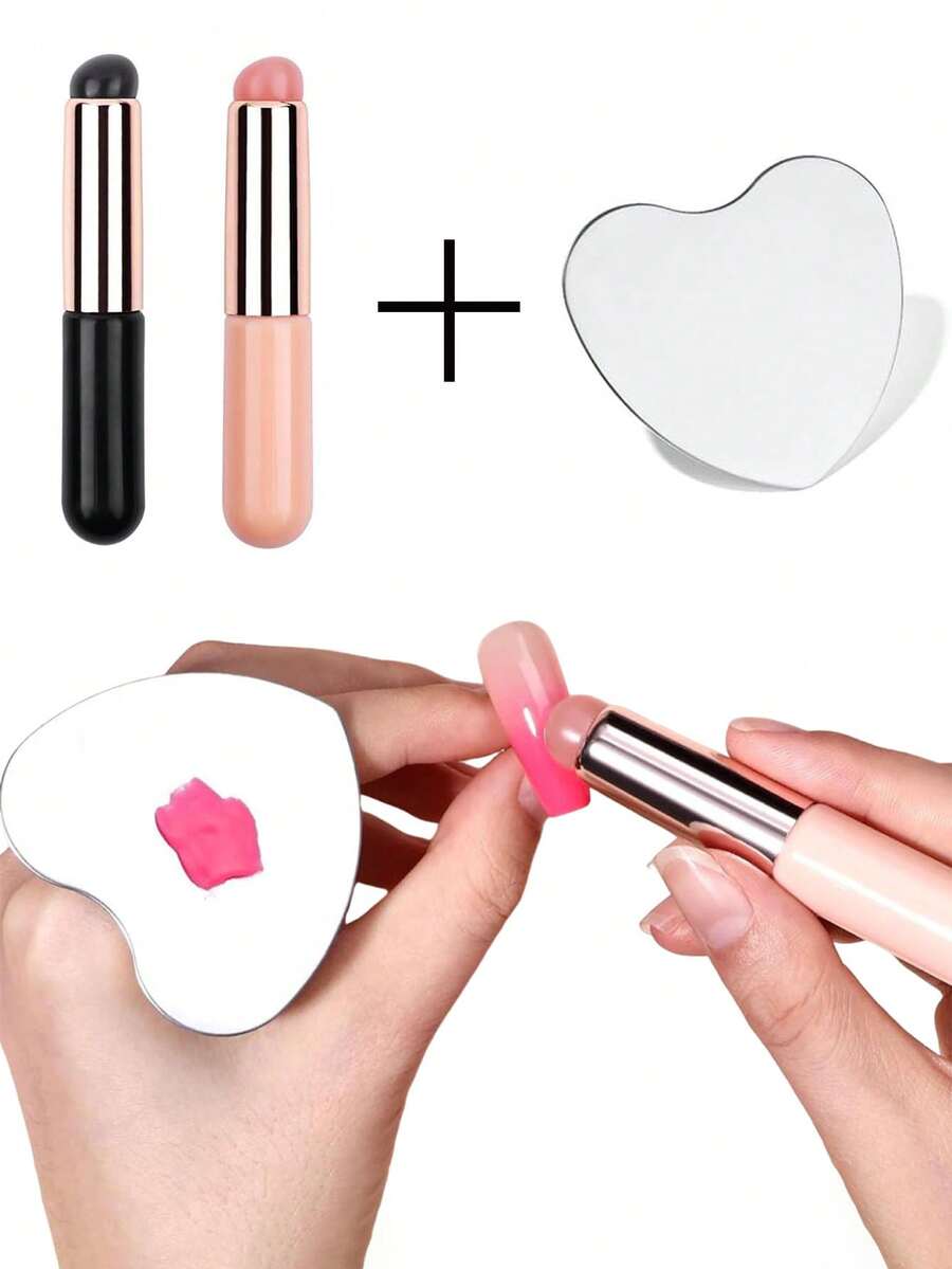 2 piezas Juego de brochas de silicona para uñas con efecto tie-dye, brochas reutilizables para polvo de uñas para arte de uñas tie-dye, adecuado para principiantes