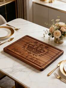 1pc Wood Cutting Board - A Durable Wooden Kitchen Chopping Board, Perfect For Preparing Food, Serving Meats, Vegetables, And Toast. A Meat Cutting Board, Rustic Kitchen Accessory, Durable Kitchen Accessory For Camping, BBQs, Picnics - Laser-Engraved Cheese Board With Father's Day Message - Birthday, Christmas, Suitable As An Engagement Gift, Wedding Gift, Housewarming Gift, Or A Couple'S Gift From Friends - 棕色 - 查看 4