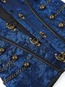 Local Shipping European And American Gothic Purple Court Corset - 藍色 - 查看 6