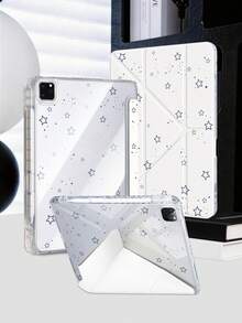 星空圖案平板保護殼，相容 iPad Mini6/Mini7/Air/Air2/9.7/10.2/10.5/10.9 (Air4-Air8)/Pro 11/10th Gen/A16/Pro 11 2024 機型，雙面彩繪圖案平板殼，透明壓克力背殼，Y型折疊支架，自動休眠/喚醒，內置筆槽，產品不含筆，部分機型含相機框 - 彩色 - 查看 6