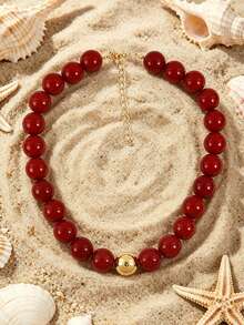 1pc Bohemian Acrylic Round Geometric Beaded Handmade Necklace, Multicolor, Suitable For Summer Beach Vacation - Handmade Beaded Necklace - View 28