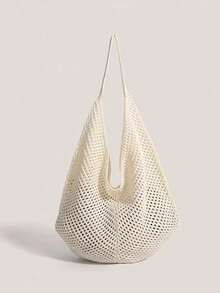 Large Capacity Hollow Woven Tote Bag, New Spring/Summer Beach Vacation Shoulder Crossbody Bag - Multicolor - View 12