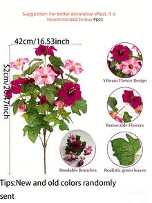20英寸仿真牵牛花，仿真花，仿真植物，假牵牛花装饰，适用于花园、露台、阳台、围栏、书桌、办公室、窗台、客厅、吊篮、婚礼、生日派对、室内外家居装饰 - 彩色 - 查看 13