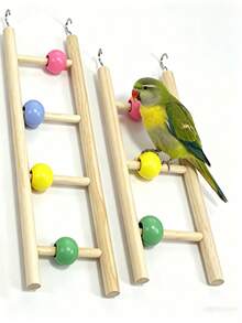 1 pieza Escalera de loro con cuentas de madera coloridas, escalera de entretenimiento con gancho para escalar de loro, adecuada para suministros de educación de aves, juguete de entretenimiento para aves domésticas, juego y descanso de aves domésticas, accesorios para jaula de aves, juguete para loro. - Talla única para todos - Ver 2