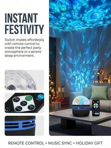 1 buah Lampu Proyeksi Gelombang Air, Lampu Malam, Lampu Baca, Lampu Meja, Lampu Proyeksi, Lampu Suasana, Cocok Untuk Kamar Tidur, Ruang Belajar, Ruang Tamu, KTV, Ruang Musik, Hadiah untuk Pasangan, Festival, Romantis, Nyaman, Lucu, Efek Pencahayaan RGB, Perubahan Warna, Dengan Remote Control, Antarmuka USB, Lampu dan Dekorasi USB, Aksesoris Komputer - cahaya polikromatik - View 10