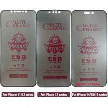 Yezodawee 5片裝 磨砂防窺陶瓷螢幕保護貼，相容於 Phone 17 Pro [6.3 吋]，柔性磨砂防窺陶瓷膜，全螢幕覆蓋，防指紋、防摔、防眩光，相容於 Phone 17 Pro Max/17 Air/17/16E/16 Pro - 黑色 - 查看 8