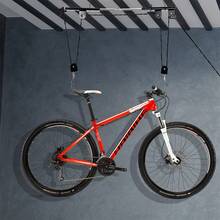 Crystals Heavy Duty Bicycle Lift Hoist Garage Storage Ceiling Bike Rack Pulley System Space Saving 20KG Steel - Black - View 9
