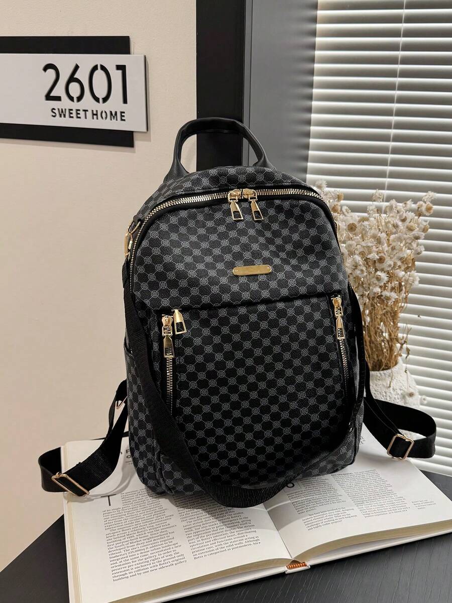 2026 New Women's Backpack, Large Capacity, Minimalist Fashion Versatile Texture Water-Resistant Travel Backpack - Black - View 1