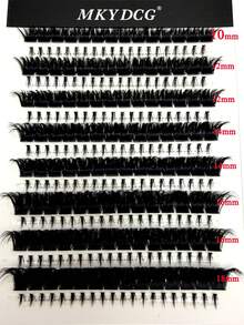 16 Rows Natural Curly Japanese 150D Faux Mink Eyelash Clusters, Fluffy & Thick 278 Individual Lashes 10-18mm, DIY C/D Curl Eyelash Extension Kit - 黑色 - 查看 2