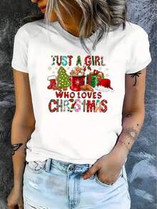 Camiseta casual de manga corta para mujer, 1 pieza, 100% algodón grueso - Cuello redondo cómodo, top suave y lindo. - Blanco - Ver 3