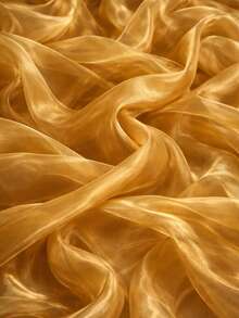1pc Silky Shiny Transparent Organza Fabric, Suitable For Wedding Dresses, Fashion, Crafts, Decoration, Sewing - Gold - View 1
