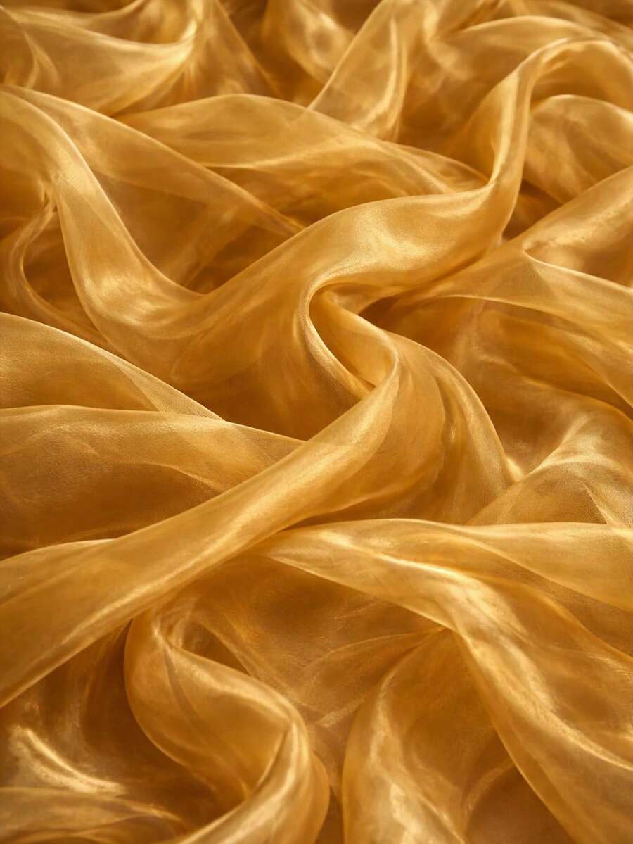 1pc Silky Shiny Transparent Organza Fabric, Suitable For Wedding Dresses, Fashion, Crafts, Decoration, Sewing - Gold - View 1