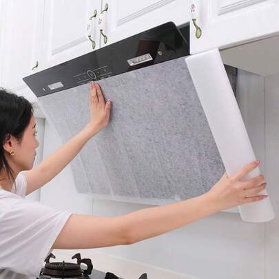 通用耐高温可重复使用抽油烟机滤网吸油棉垫，大号防油网罩贴纸