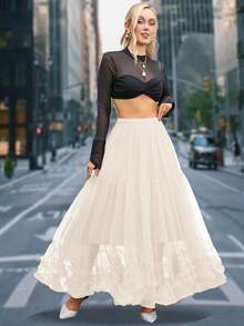 Super  Irregular Design Sense Fashionable Sweet Skirt - Màu be - Xem 4