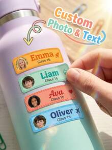 30pcs/60pcs/120pcs Customized Photo And Text Name Labels, Personalized Water Bottle Stickers, Custom Name Labels, Cute Theme Daycare Labels, Colorful Theme Design, For Parents And Teachers - Model 4 - View 13