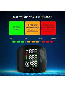 Health Protection One Piece Black Rechargeable Wrist Blood Pressure Monitor With Voice LCD Display - Black - View 4