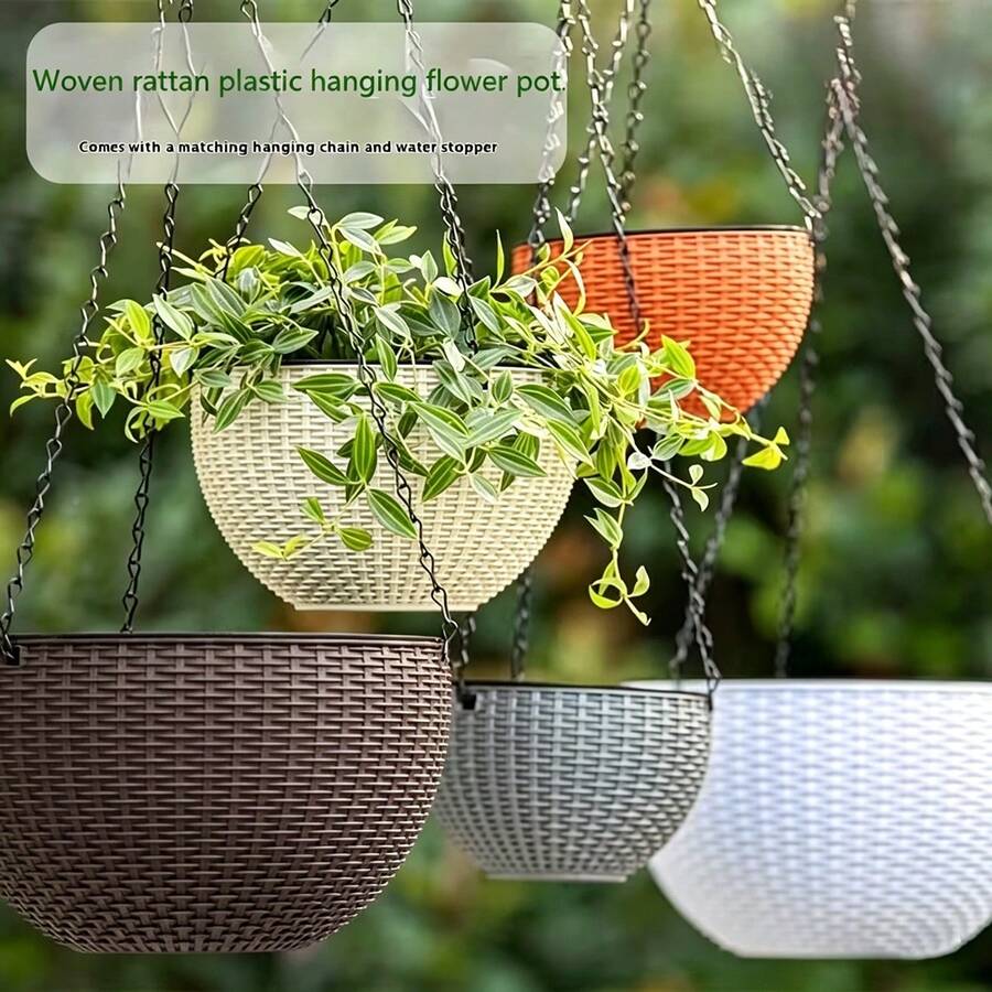 2pcs Double-Layer Hanging Baskets With Drainage Grooves, Honeycomb Pattern Design, 7 Color Options Available. Includes Plastic Flower Pot Hooks For Easy Installation. Suitable For Indoor And Outdoor Use. Made Of Durable Plastic Material, An Ideal Gift. - Flowerpot - View 1