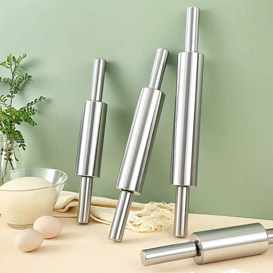 Stainless Steel Lightweight Rolling Pin, Available In 3 Sizes, Professional Dough Roller, Durable Non-Stick Easy To Clean. Suitable For Pizza Dough, Pie Crust, Cookies, Pastries And Pasta.