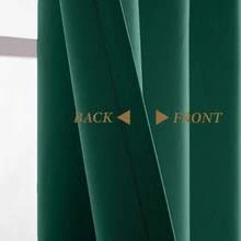 1 Piece Thermal Blackout Curtain 135x225 Cm, Total Light And UV Ray Blocking, Noise And Temperature Insulation, Ideal For Bedroom, Living Room Or TV Room - 墨綠色 - 查看 3
