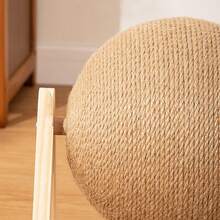 1pc Upright Cat Scratching Board, Natural Sisal Rope Cat Scratch Ball, Rotating Pet Toy For Cats And Rabbits, Wooden Interactive Indoor Pet Toy - Multicolor - View 5