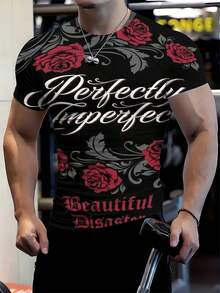 Men's Printed T-Shirts Are Summer Sportswear,Perfectly Imperfect Beautiful Disaster Roses Pattern Suitable For Fitness And Body Shaping. - Style - View 2