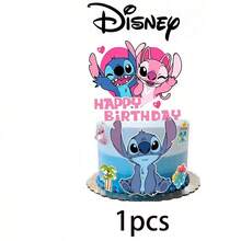 Disney 25个史迪奇主题生日蛋糕装饰摆件，家居生日派对装饰，圣诞节装饰 - 彩色 - 查看 3